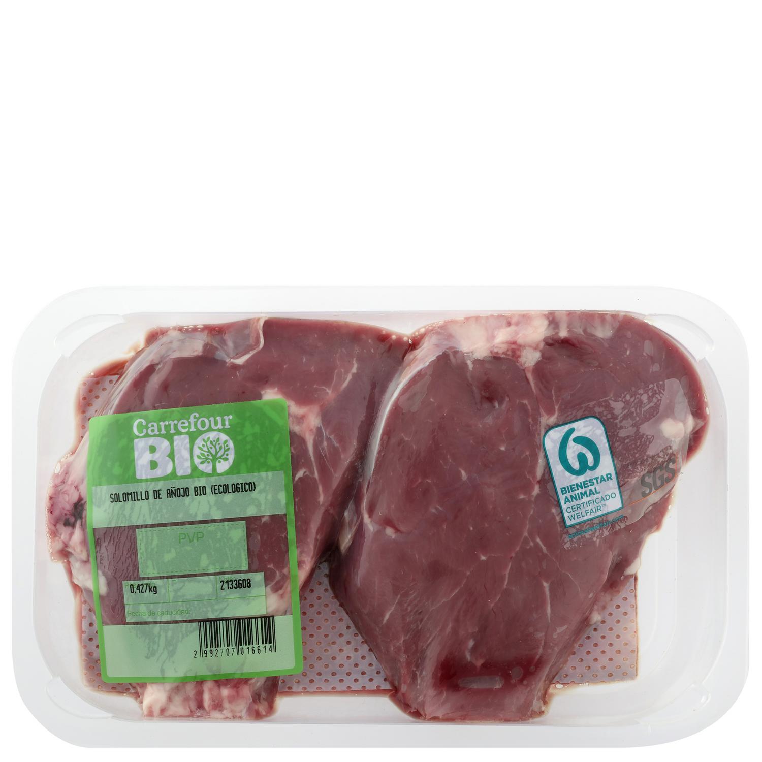 Solomillo de añojo ecológico Carrefour Bio 450 g aprox