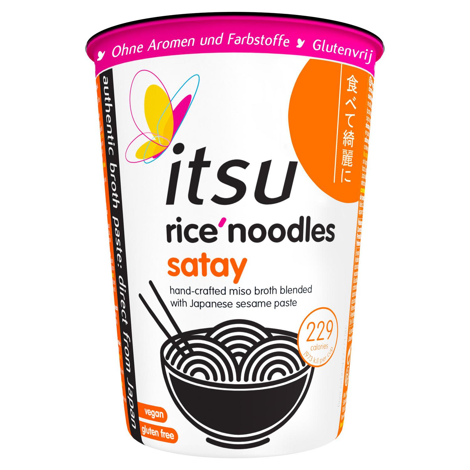 Fideos de arroz satay Itsu sin gluten 84 g.
