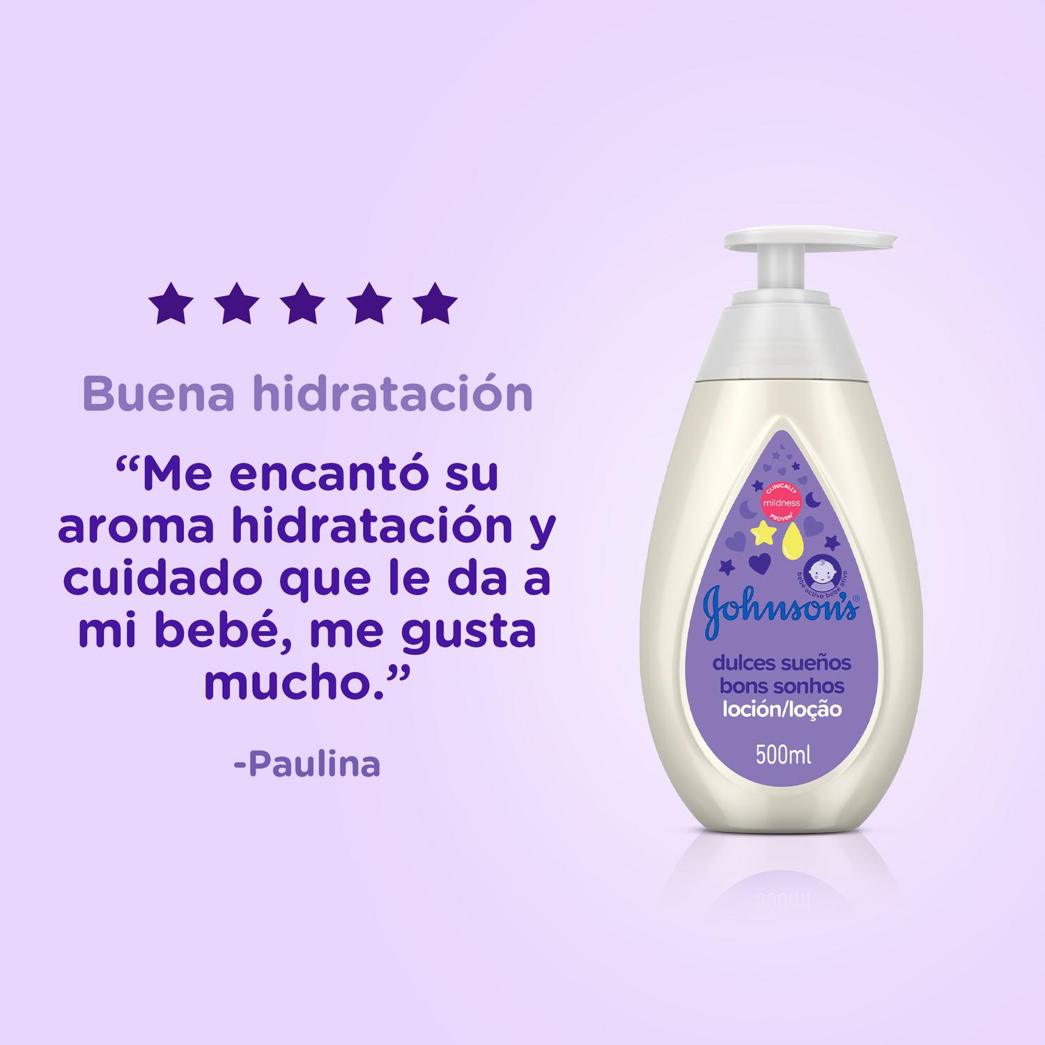 Loción suave para ayudar a que los bebés duerman mejor Dulces Sueños Johnson's Baby 500 ml.