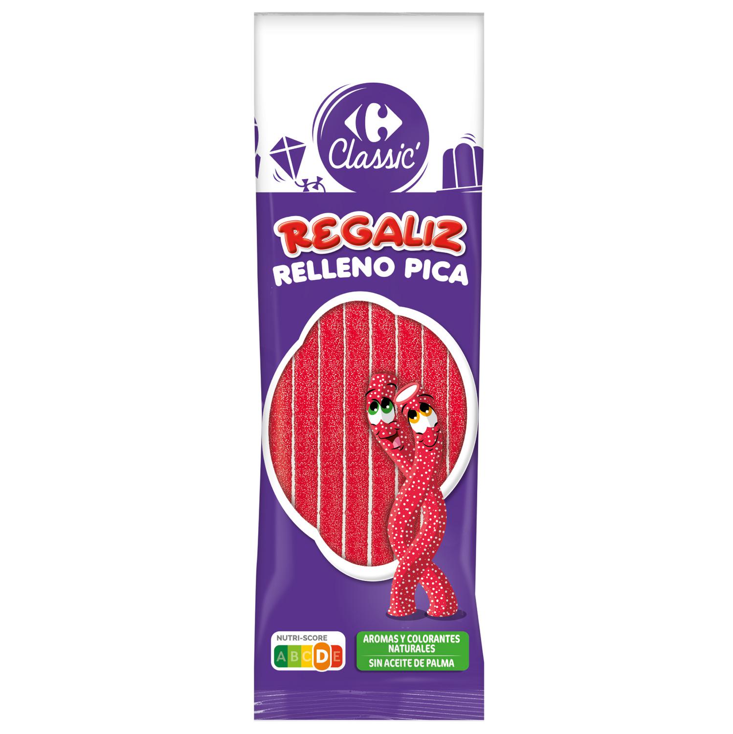 Regaliz de goma sabor fresa y pica pica Carrefour Classic 200 g.