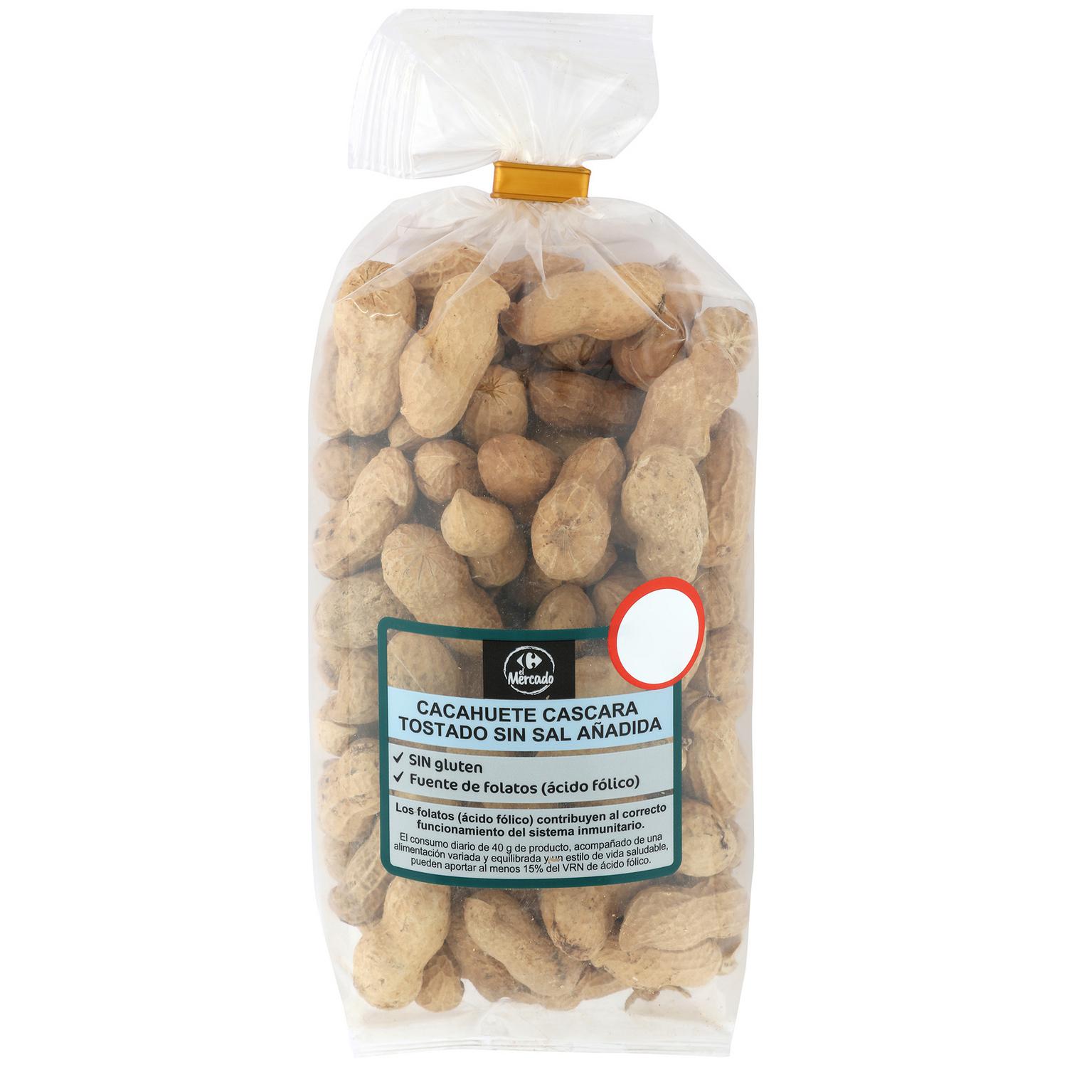 Cacahuete cascara tostado sin sal Carrefour El Mercado bolsa de 250 g