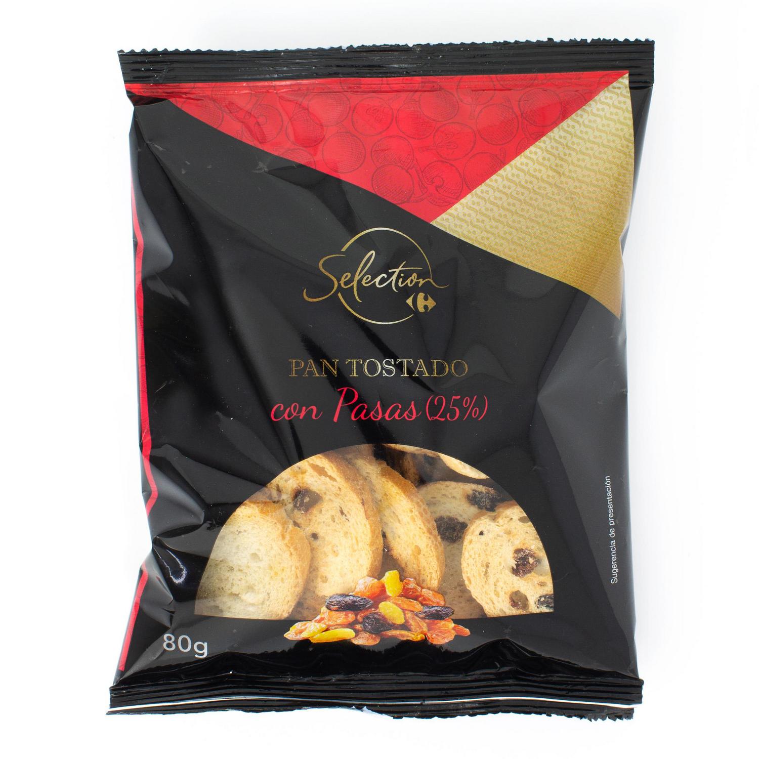 Pan tostado con pasas Carrefour Selección 80 g.