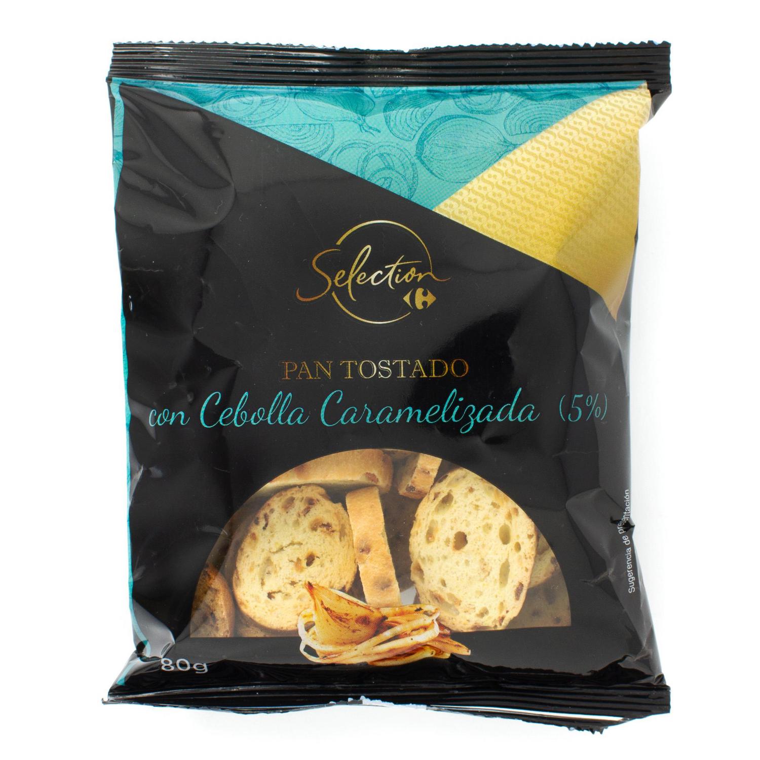 Pan tostado con cebolla caramelizada Selección Carrefour 80 g.