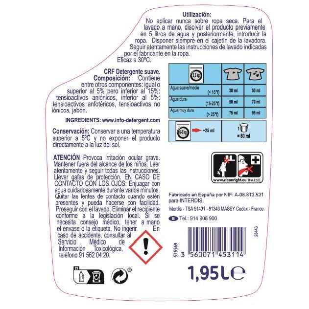 Detergente líquido bebé sensitive 0% Carrefour Essential 65 lavados