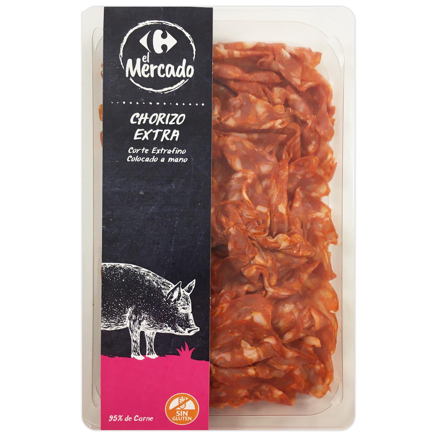 Chorizo extra en lonchas extrafinas Carrefour El Mercado sin gluten 100 g