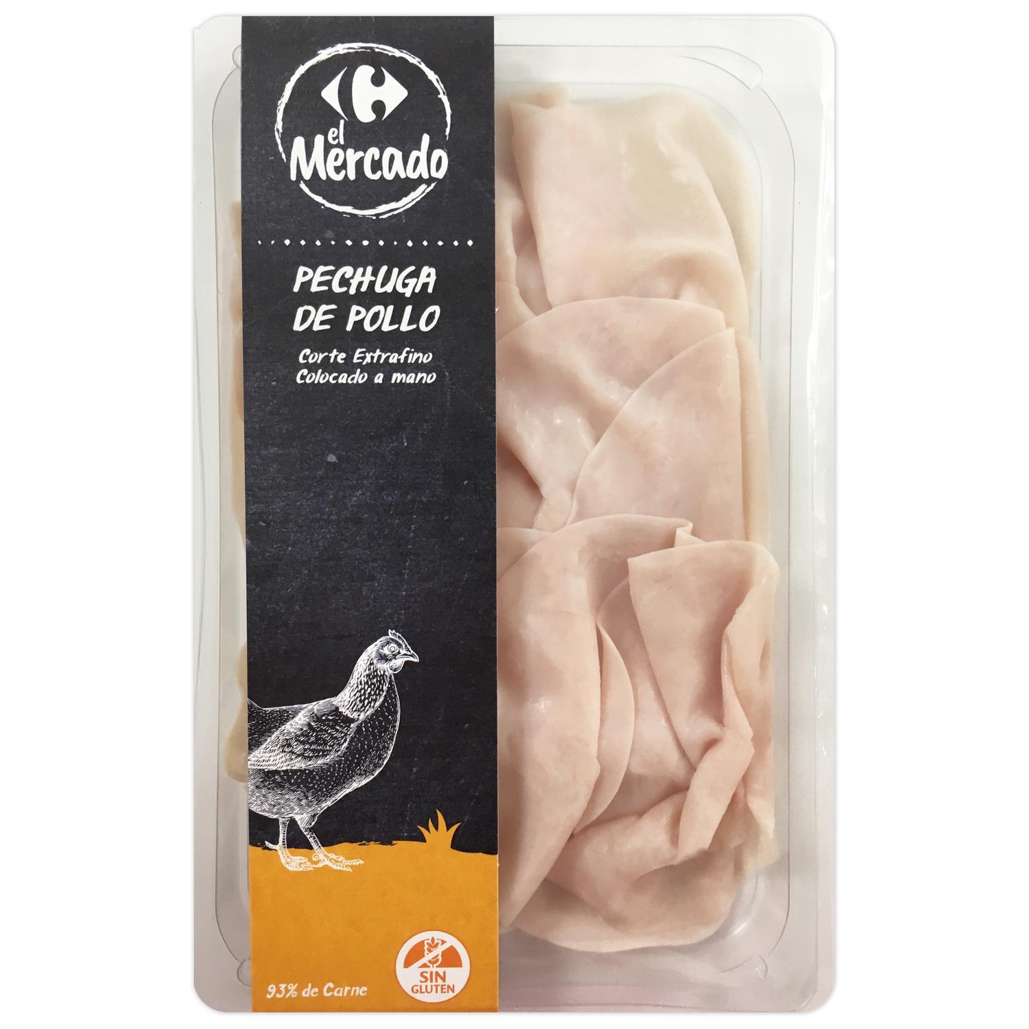 Pechuga de pollo en lonchas extrafinas Carrefour El Mercado sin gluten 100 g