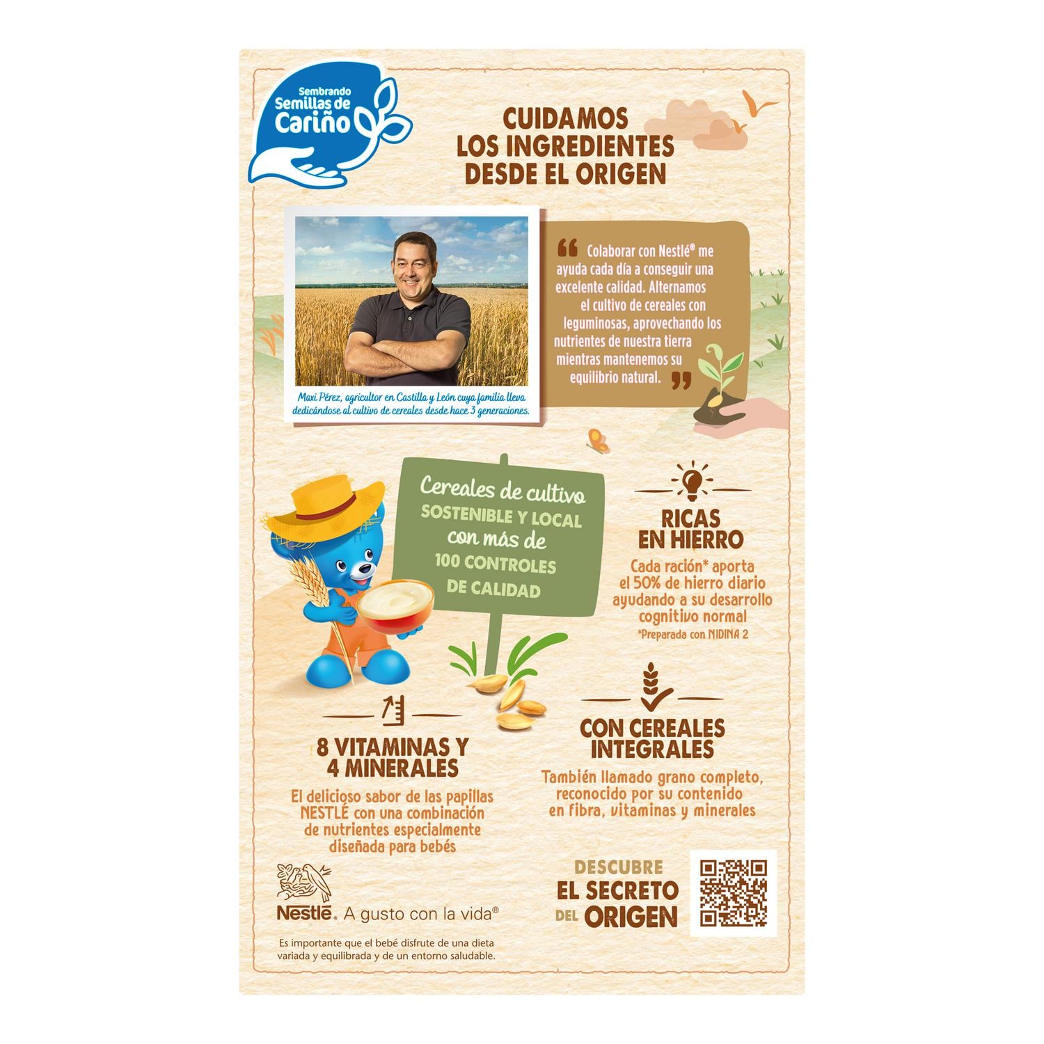 Papilla infantil desde 6 meses 8 cereales con miel Nestlé 725 g.