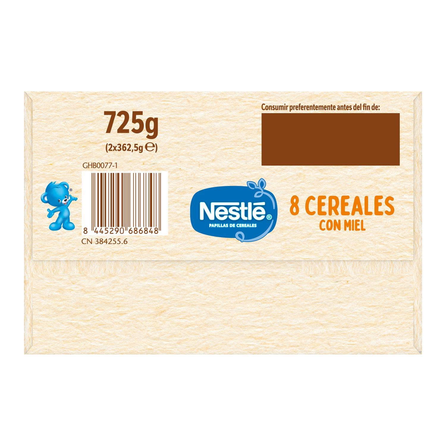 Papilla infantil desde 6 meses 8 cereales con miel Nestlé 725 g.