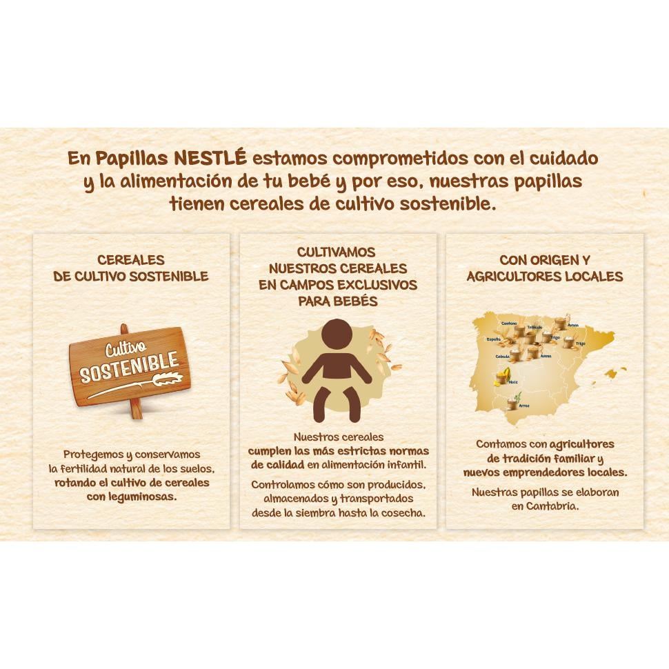 Papilla infantil desde 6 meses 8 cereales con miel Nestlé 725 g.