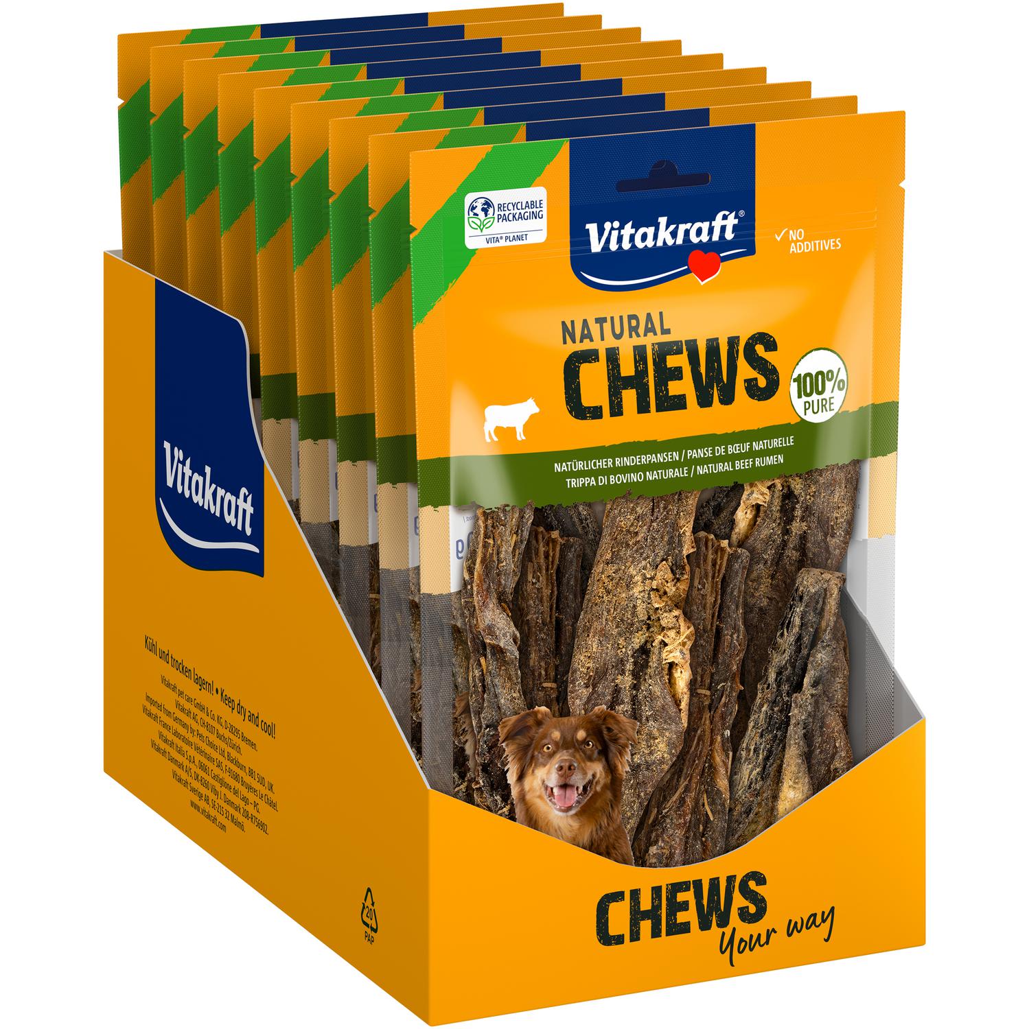 Snack natural de panza seca para perro adulto Vitakraft Natural Chews 100 g.