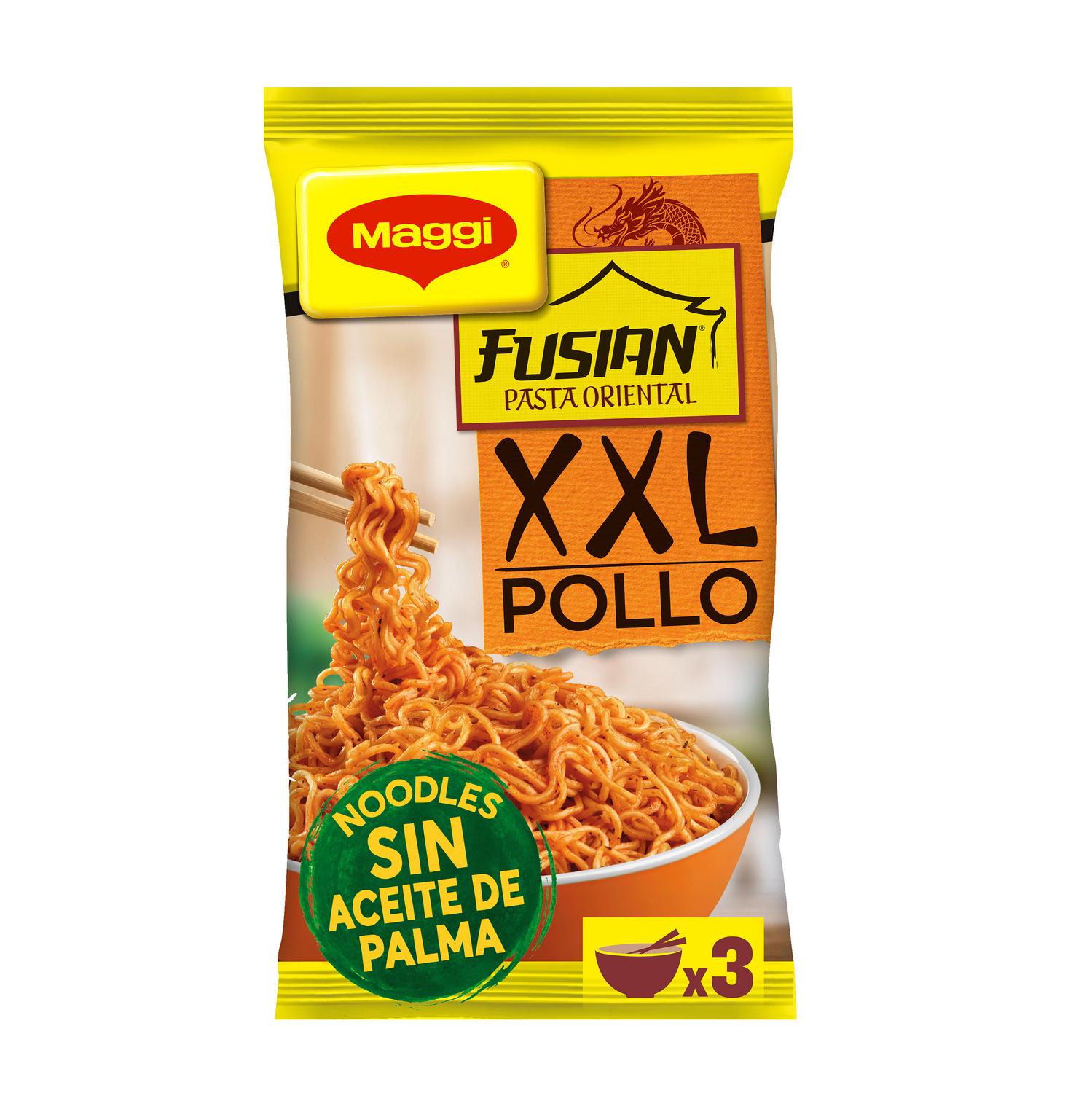 Pasta oriental sabor pollo a las finas hierbas Fusian XXL Maggi 185 g.