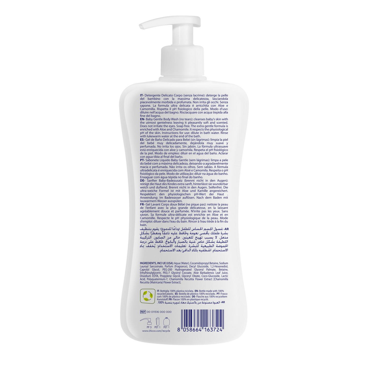 Gel de baño delicado para bebé Natural Sensation 0m+ Chicco 500 ml.
