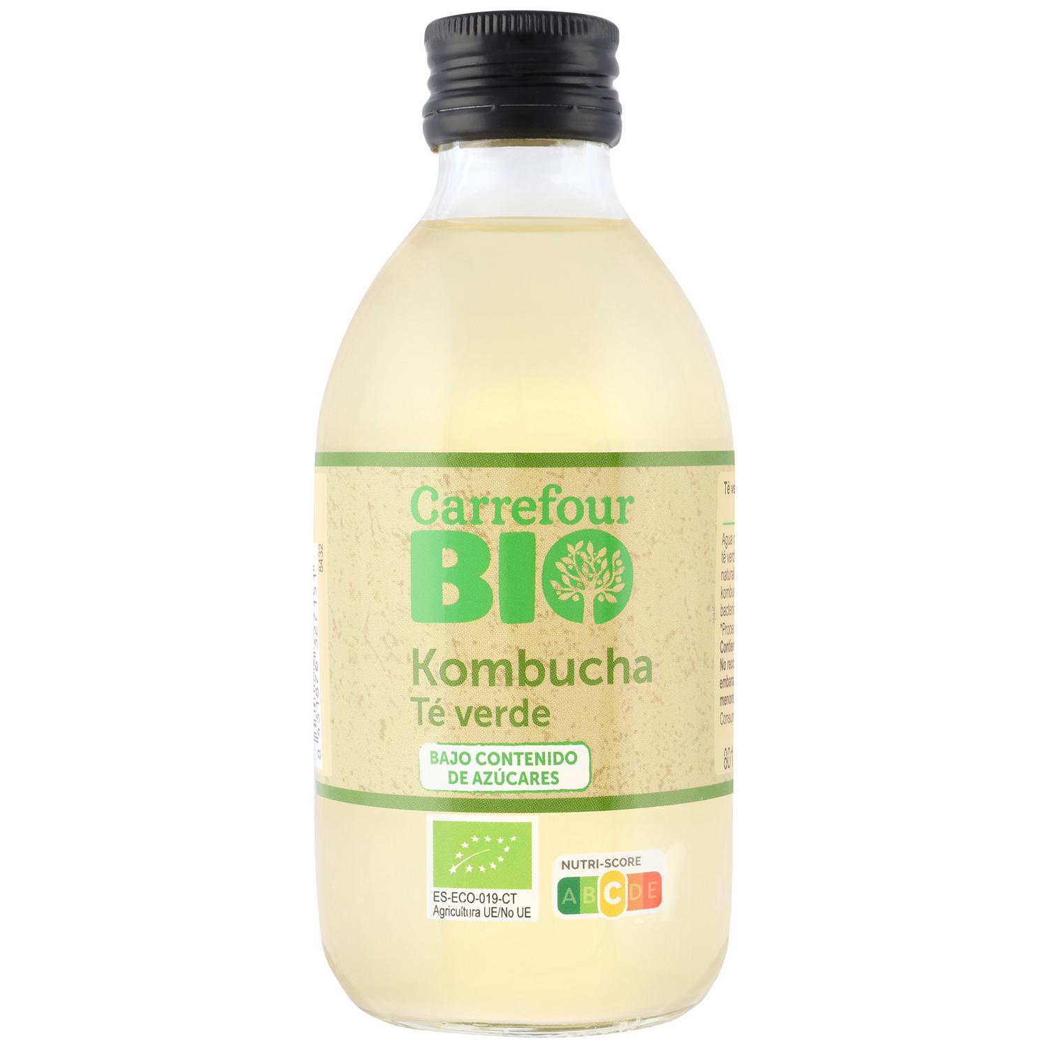 Kombucha té verde ecológico Carrefour Bio botella 250 ml.