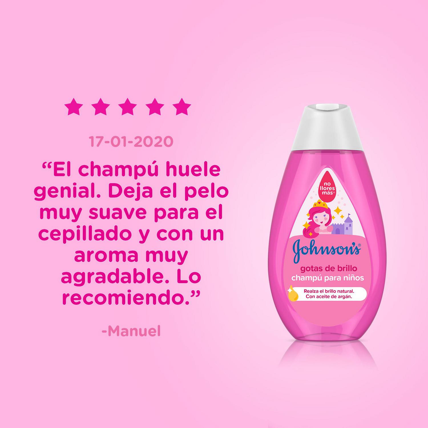 Champú gotas de brillo para cabellos más brillantes, suaves y sedosos Johnson's Baby 500 ml.