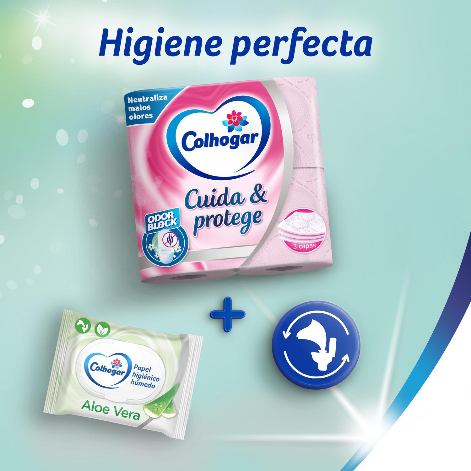 Papel higiénico cuida & protege Colhogar 12 rollos.