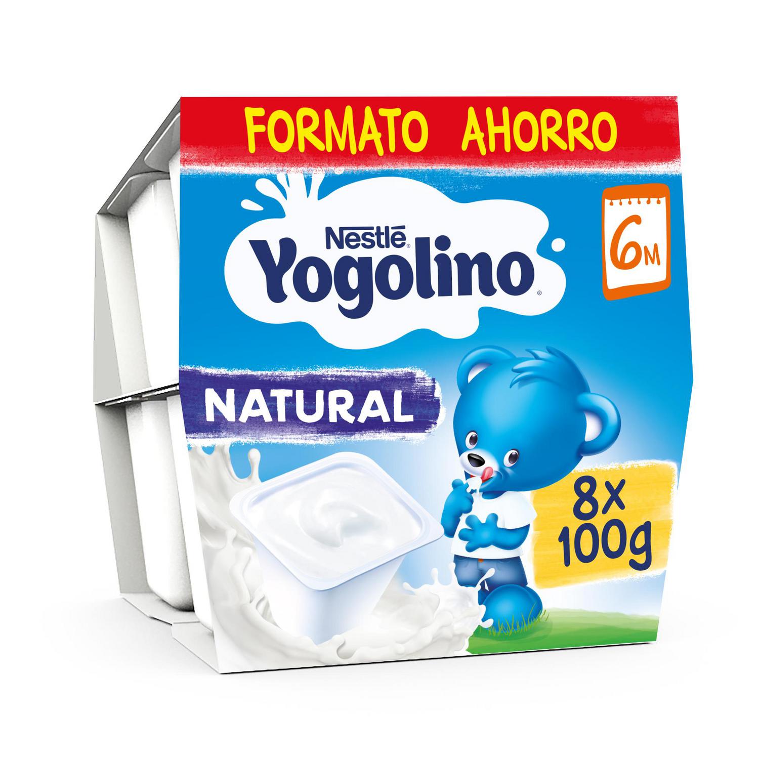 Postre lácteo natural desde 6 meses Nestlé Yogolino sin gluten pack de 8 unidades de 100 g.