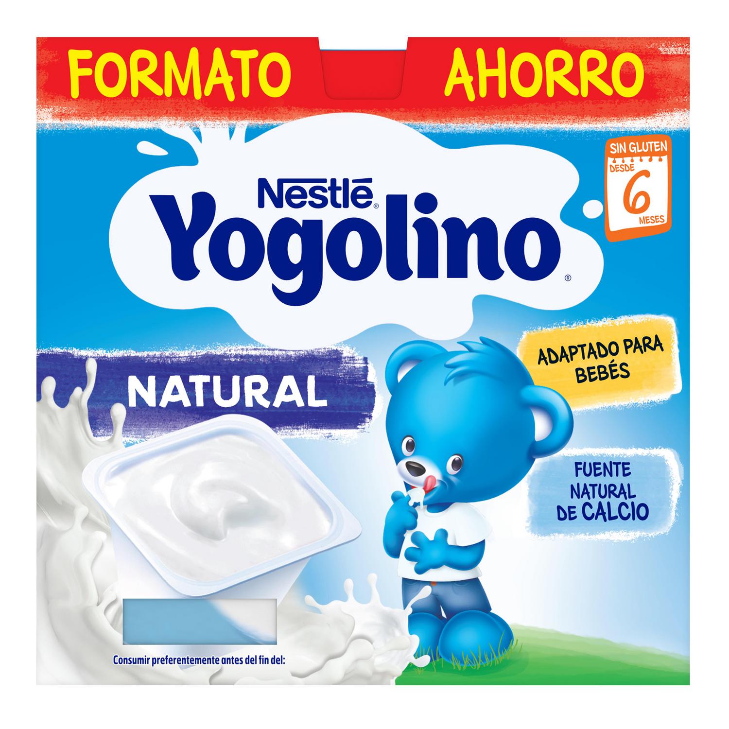 Postre lácteo natural desde 6 meses Nestlé Yogolino sin gluten pack de 8 unidades de 100 g.