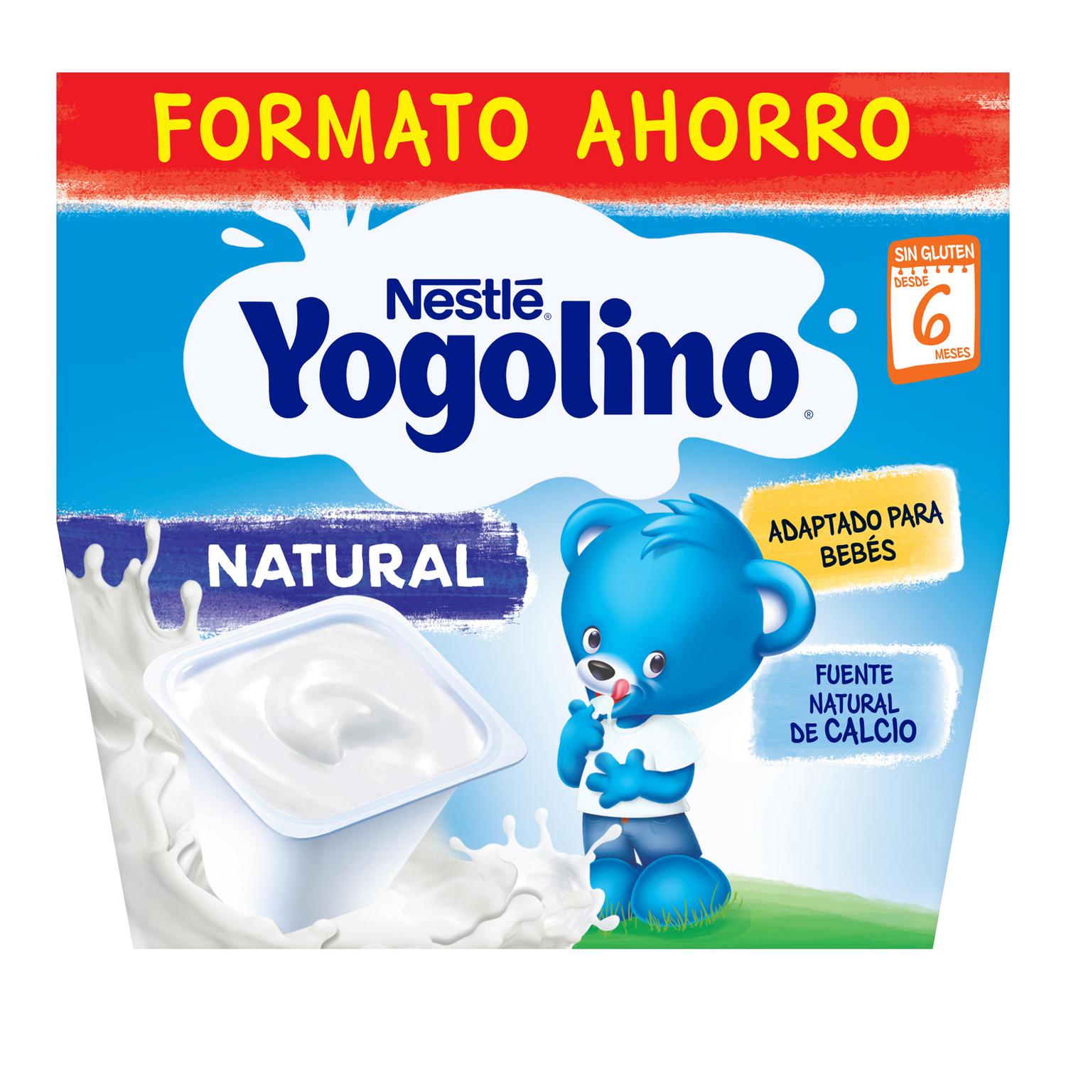 Postre lácteo natural desde 6 meses Nestlé Yogolino sin gluten pack de 8 unidades de 100 g.