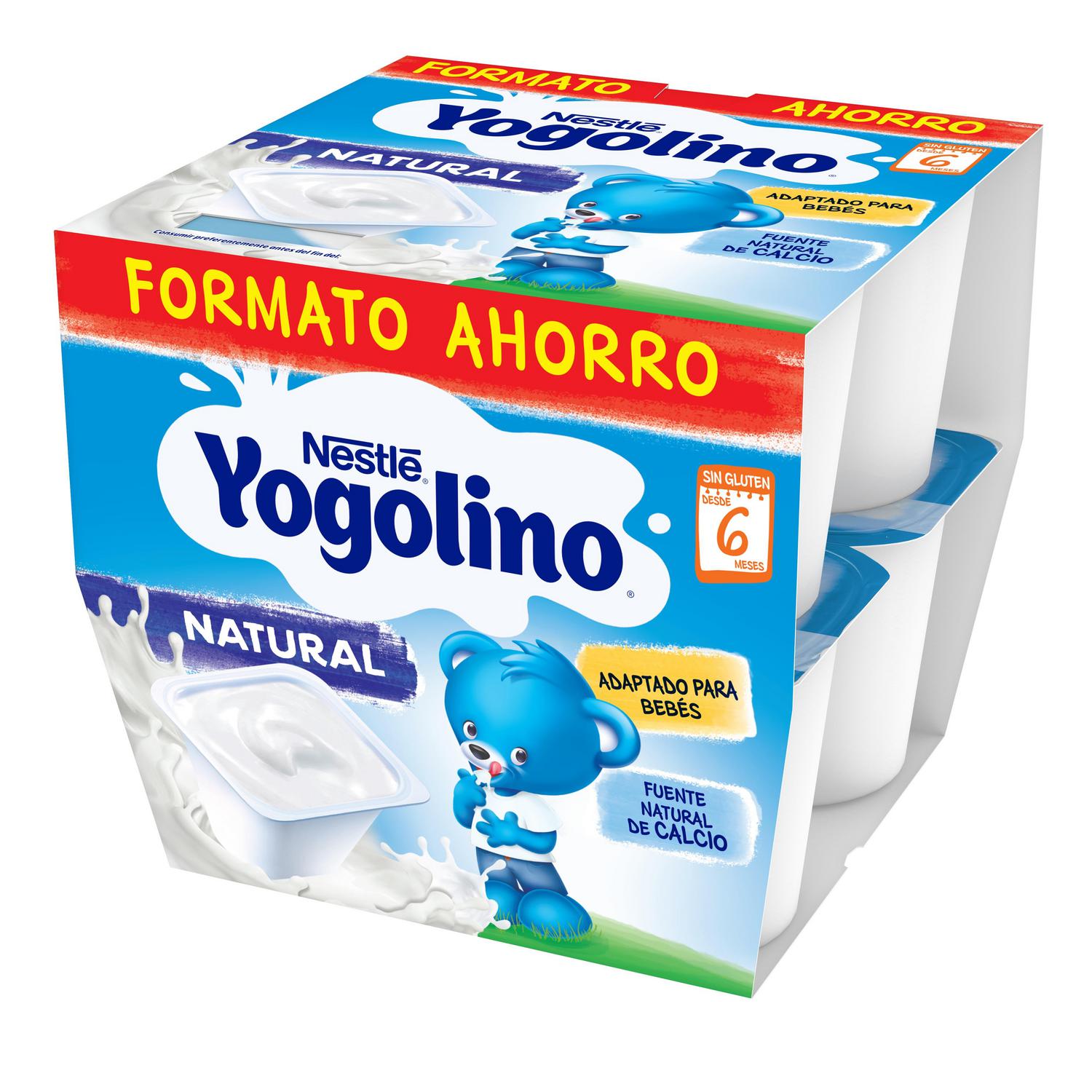Postre lácteo natural desde 6 meses Nestlé Yogolino sin gluten pack de 8 unidades de 100 g.