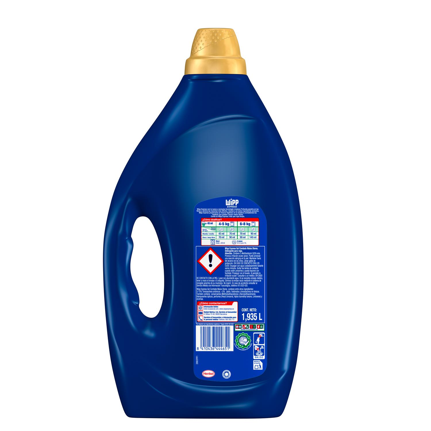 Detergente líquido limpieza profunda higiene & antiolores Wipp Express 43 lavados.