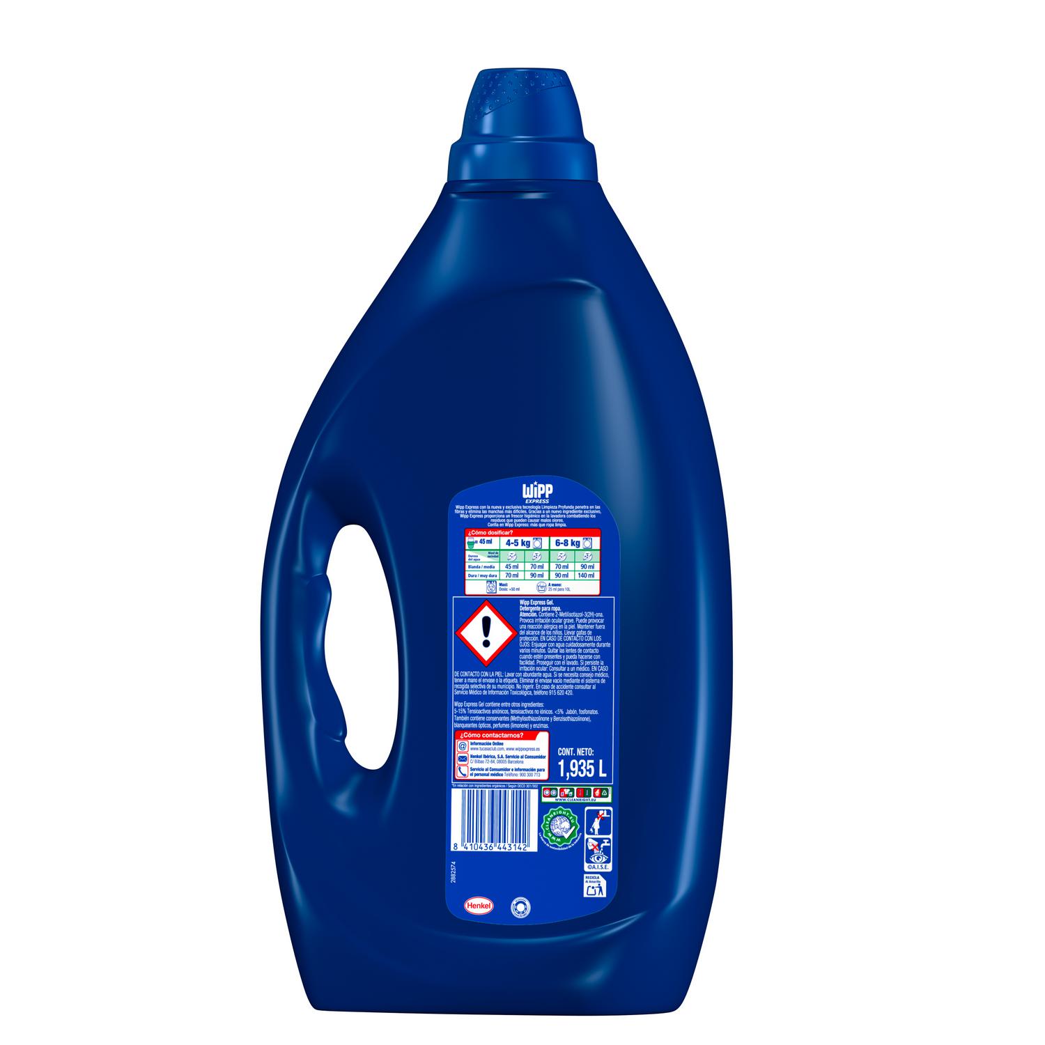 Detergente en líquido azul Wipp Express 43 lavados.