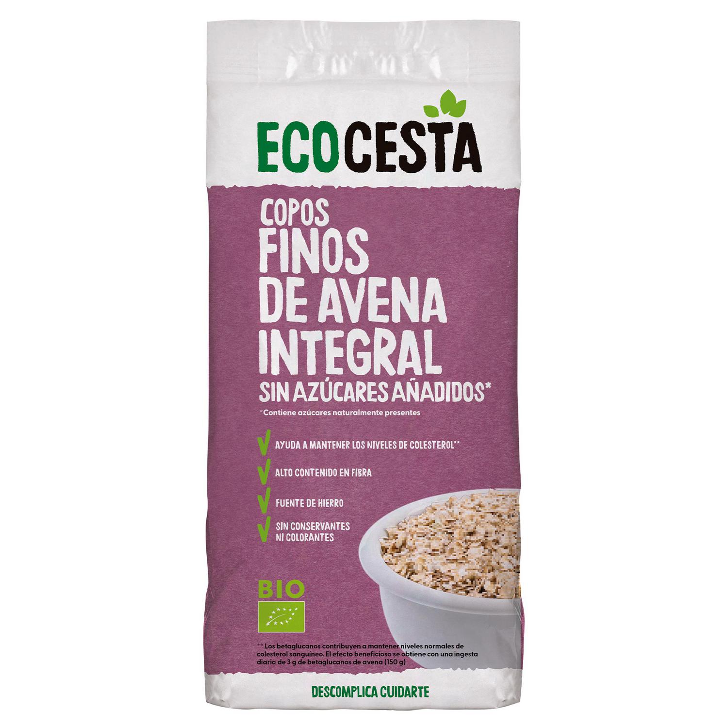 Copos de avena suave integral ecológicos EcoCesta 500 g.