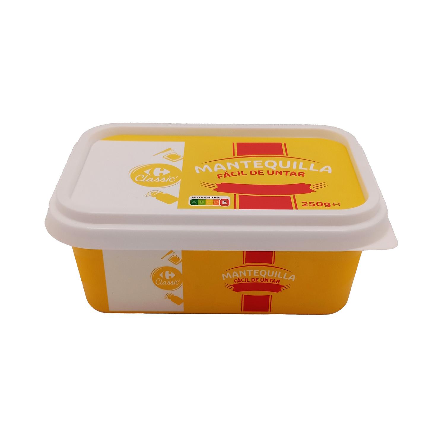 Mantequilla fácil de untar 82% MG sin sal Carrefour Classic 250 g.
