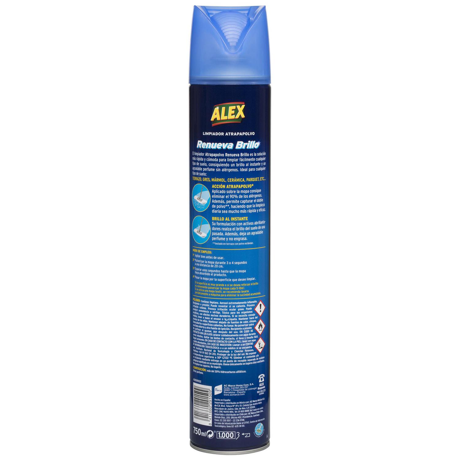 Impregnador mopas limpiador atrapapolvo terrazo Alex 750 ml.
