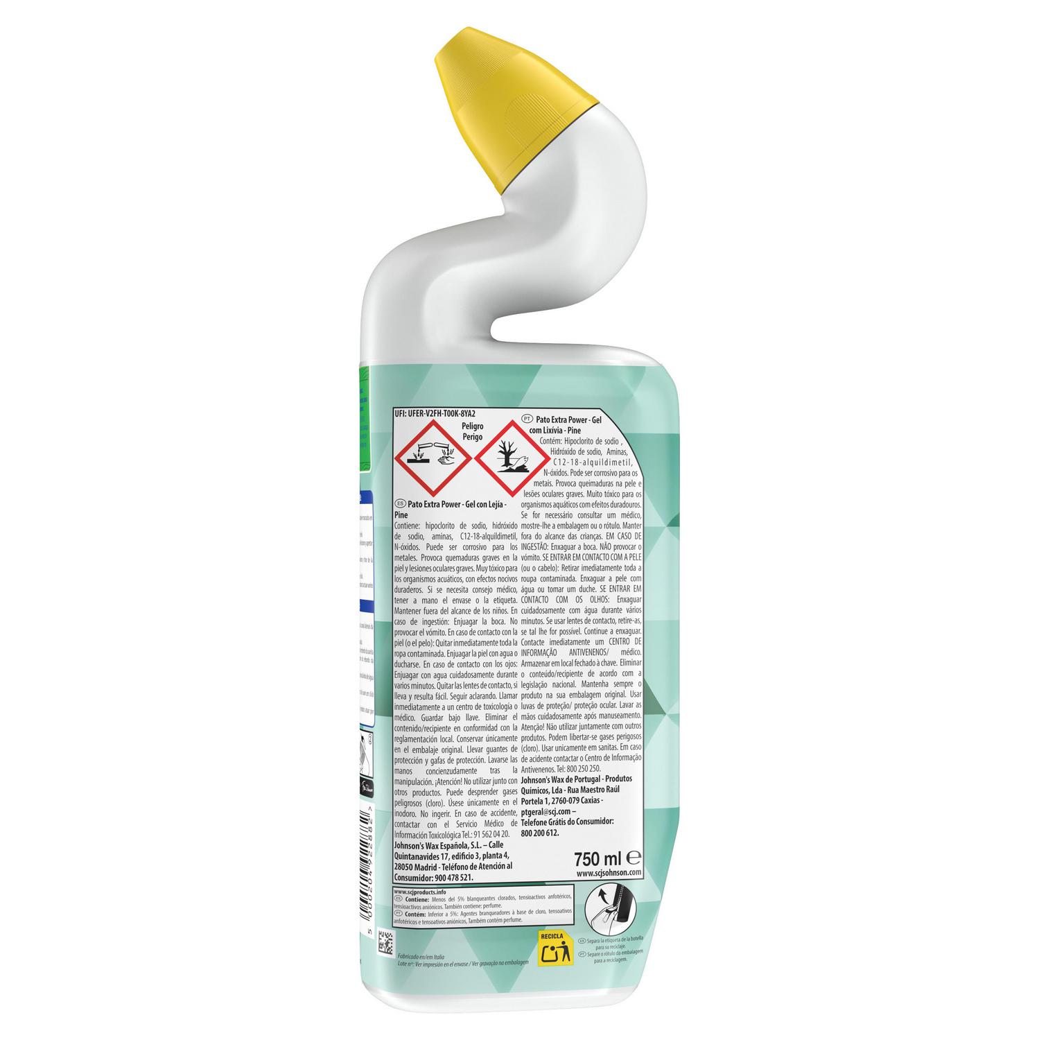 Gel WC con lejía y espuma limpiadora fresh Extra Power Pato 750 ml.