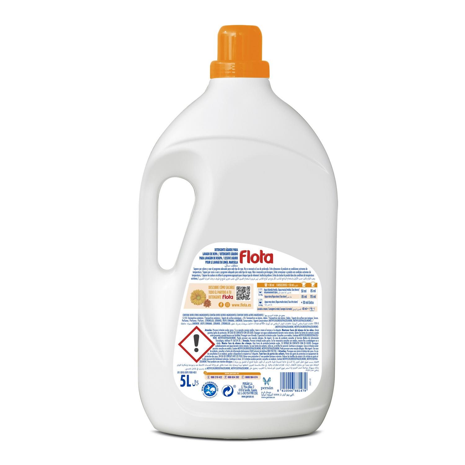 Detergente líquido marsella Flota 100 lavados.