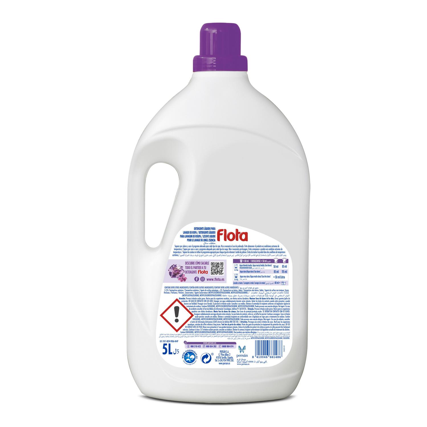 Detergente líquido esencia Flota 100 lavados.