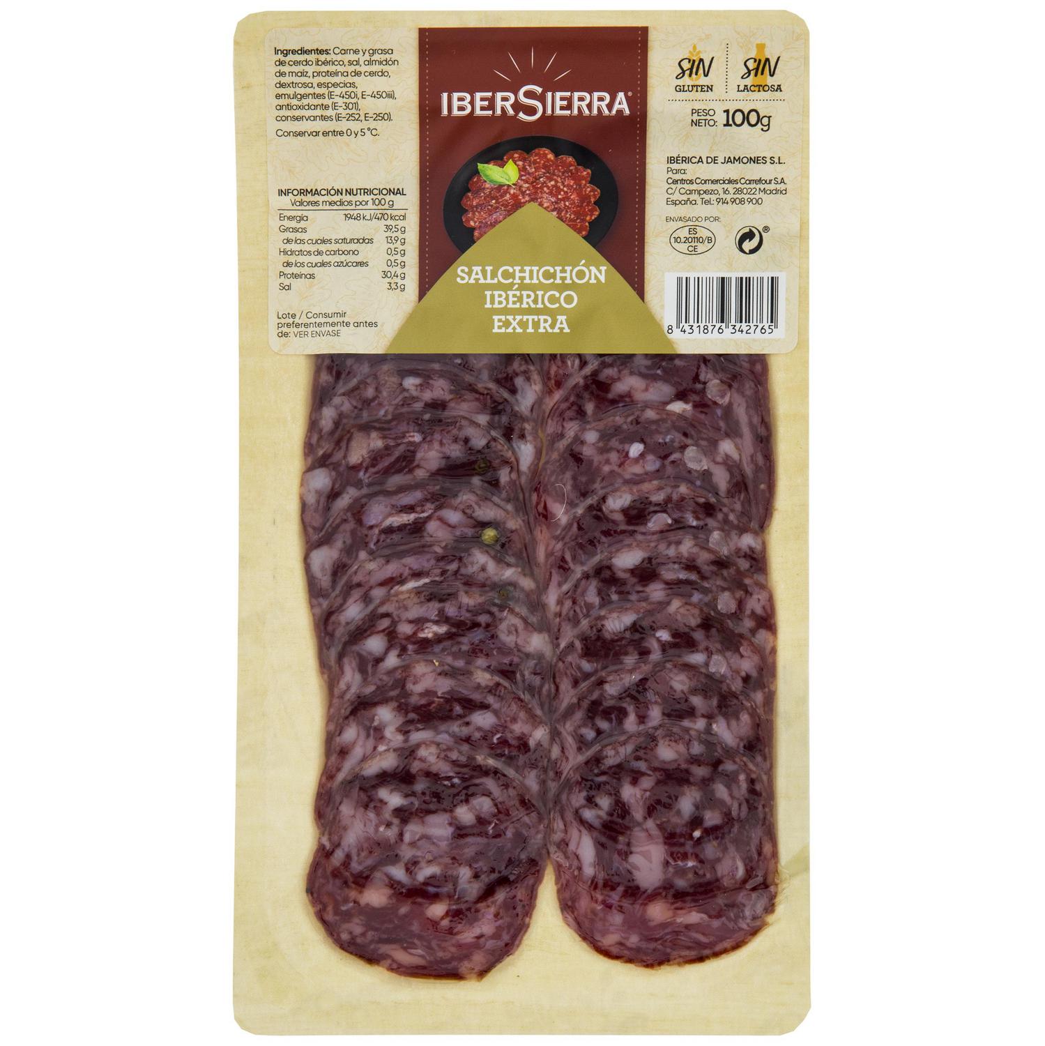 Salchichón Ibérico extra en lonchas IberSierra sin gluten y sin lactosa 100 g