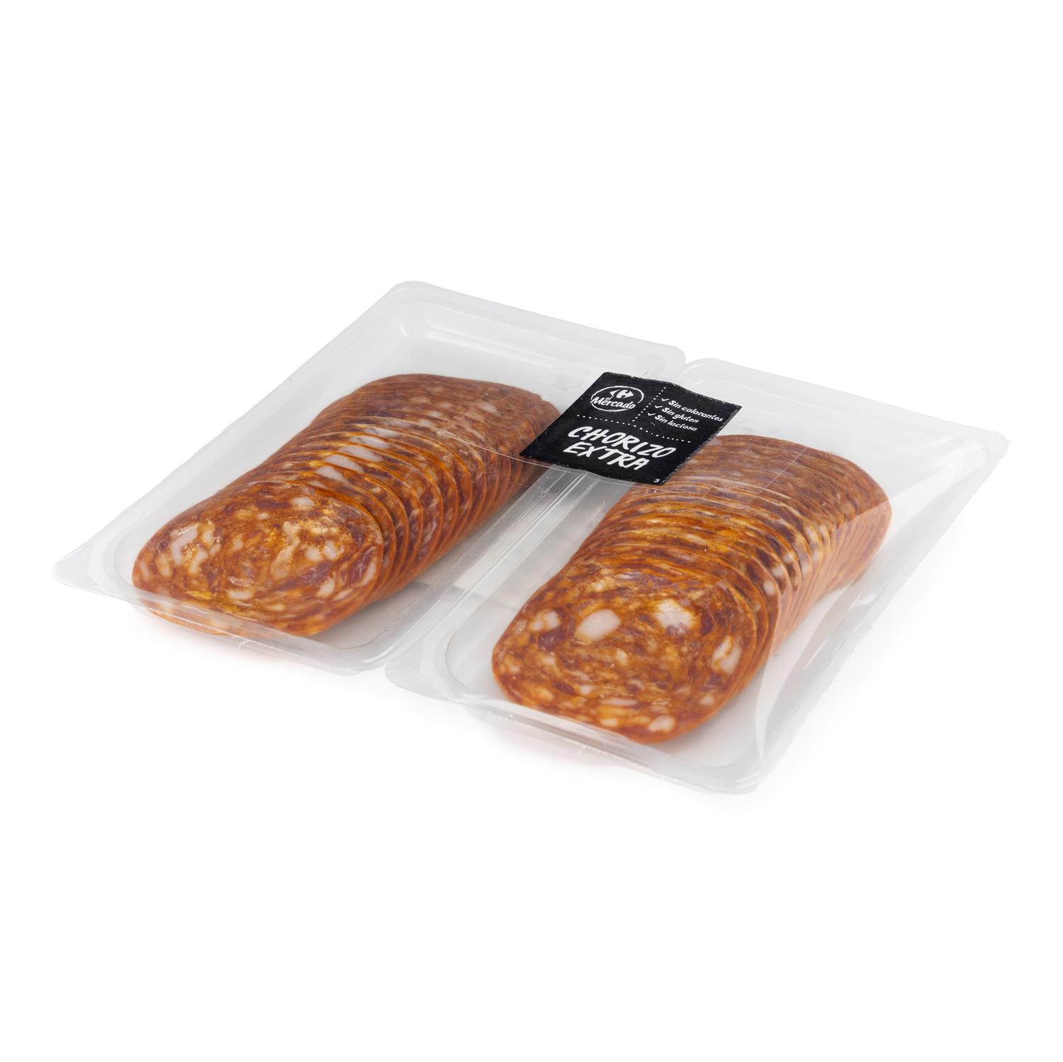 Chorizo extra en lonchas Carrefour El Mercado sin gluten y sin lactosa 2x120 g