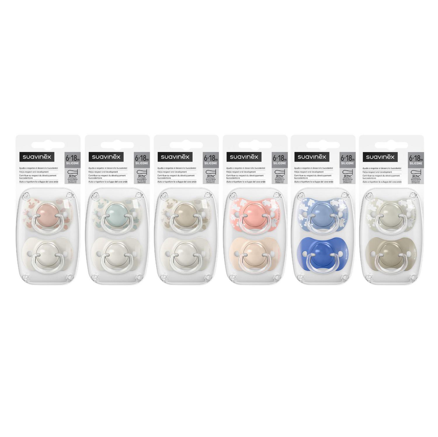 Chupete con tetina fisiológica SX Pro de silicona 6-18 meses Suavinex 2 ud.