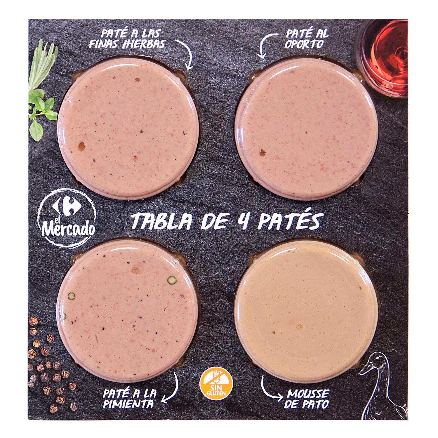 Tabla de patés Carrefour El Mercado sin gluten pack de 4 unidades de 50 g