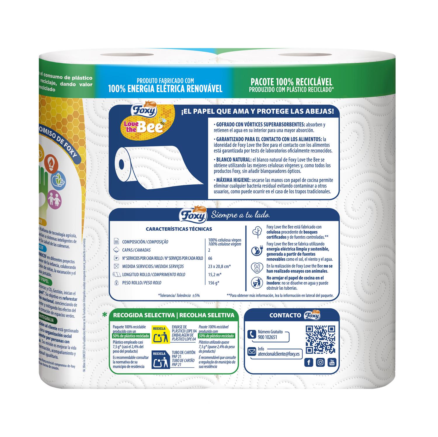 Papel de cocina  Love The Bee Foxy 2 rollos