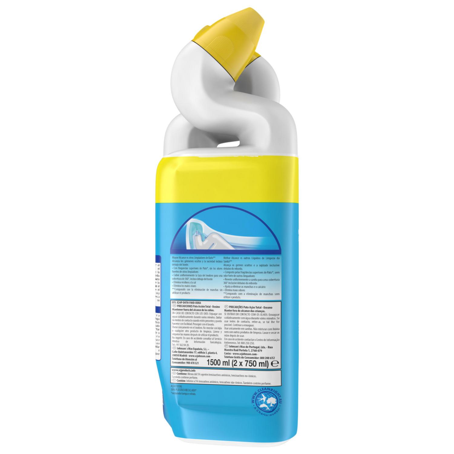 Gel WC acción total océano Pato pack de 2 unidades de 750 ml.