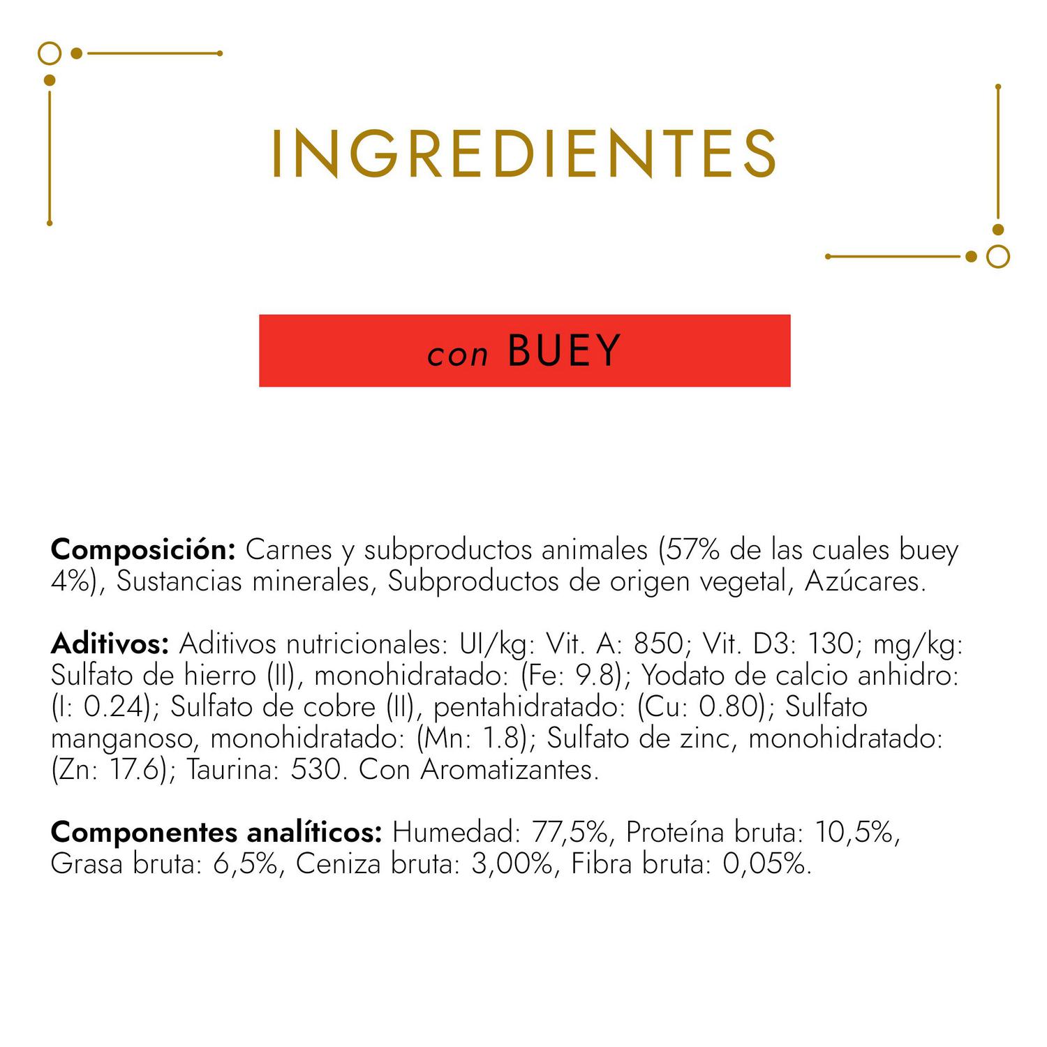 Comida húmeda de mousse buey para gato adulto Purina Gourmet Gold 85 g.
