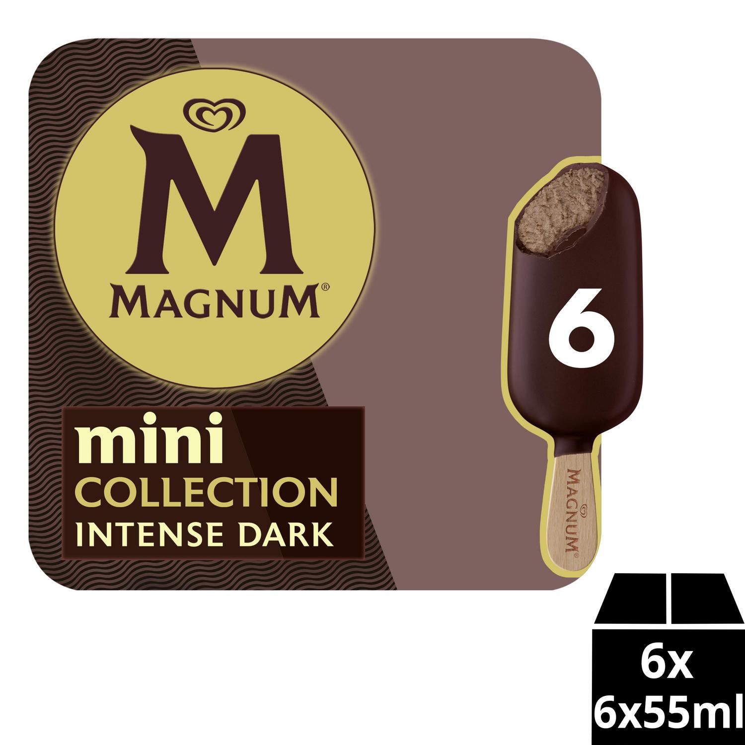 Mini bombón helado Intense Dark 70% cacao Collection Magnum sin gluten 6 ud.