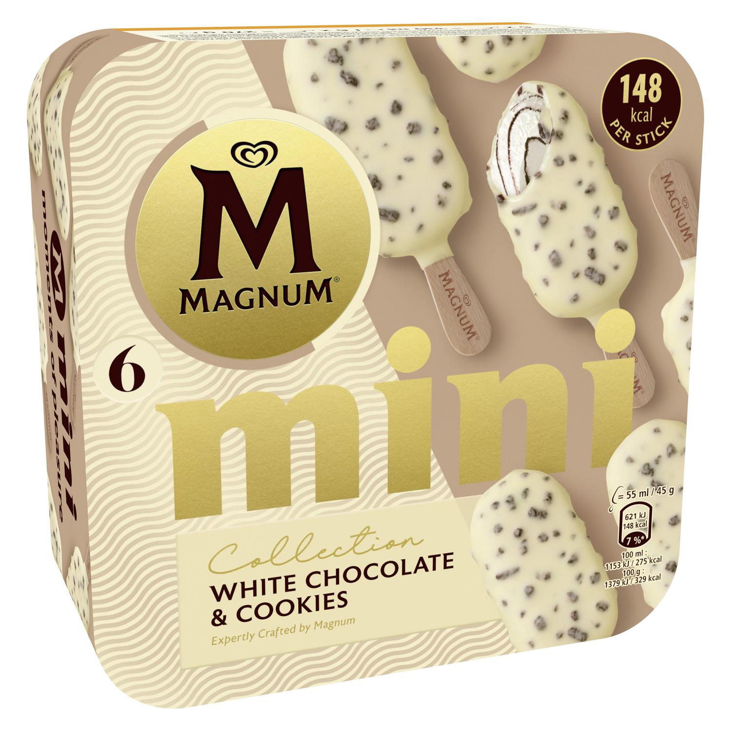 Mini bombón helado con chocolate blanco y galleta Collection Magnum 6 ud.