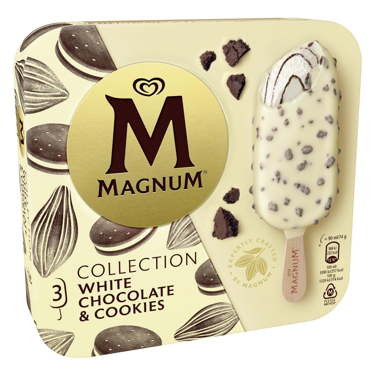 Bombón helado con chocolate blanco y galleta Collection Magnum 3 ud.