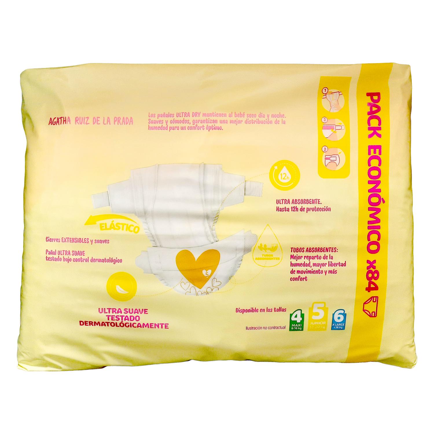 Pañales Agatha Ruiz de la Prada Ultra Dry Talla 5 (12-20 kg) 84 ud. Exclusivo Carrefour