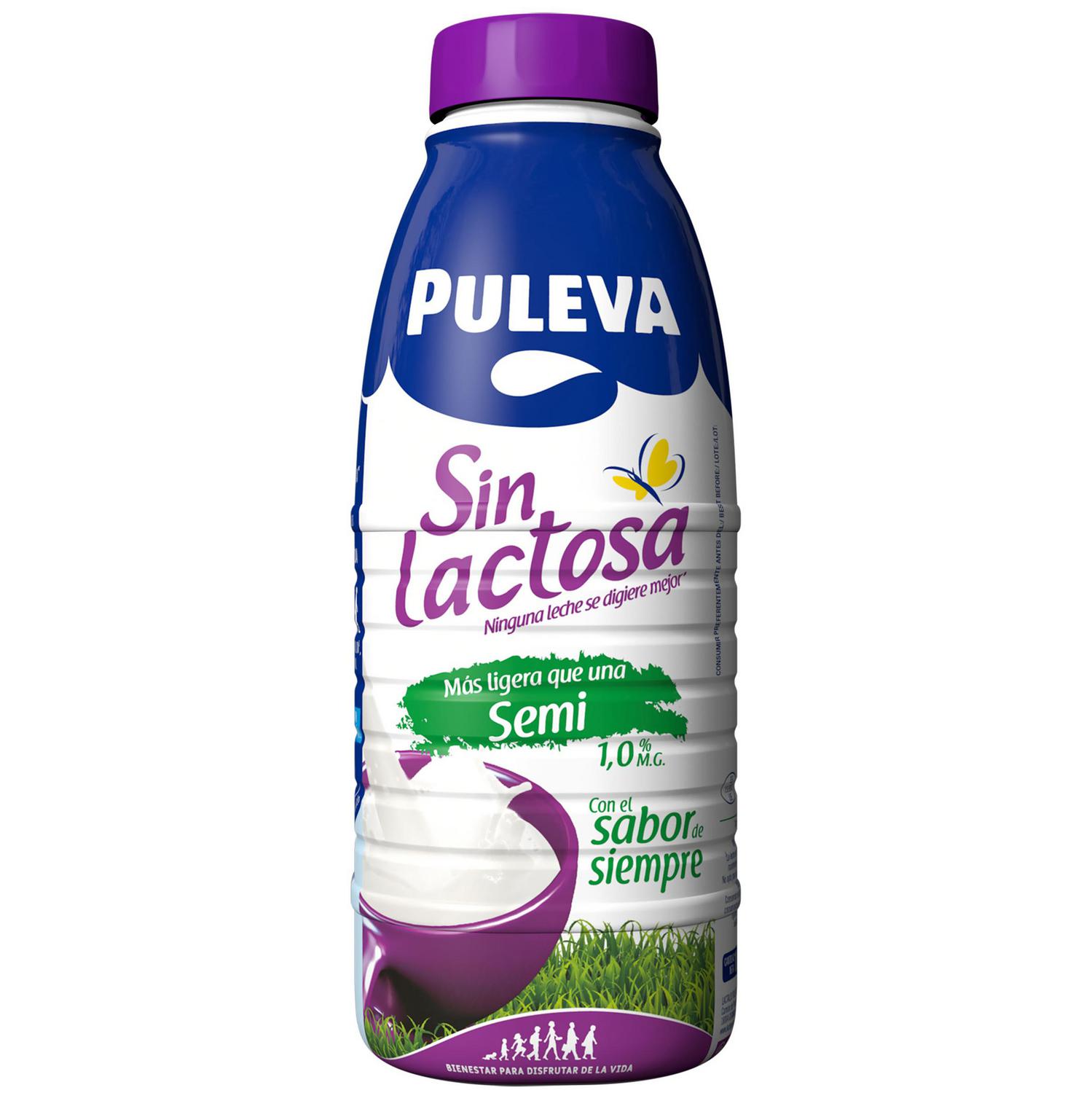 Leche semidesnatada Puleva sin lactosa botella 1 l.