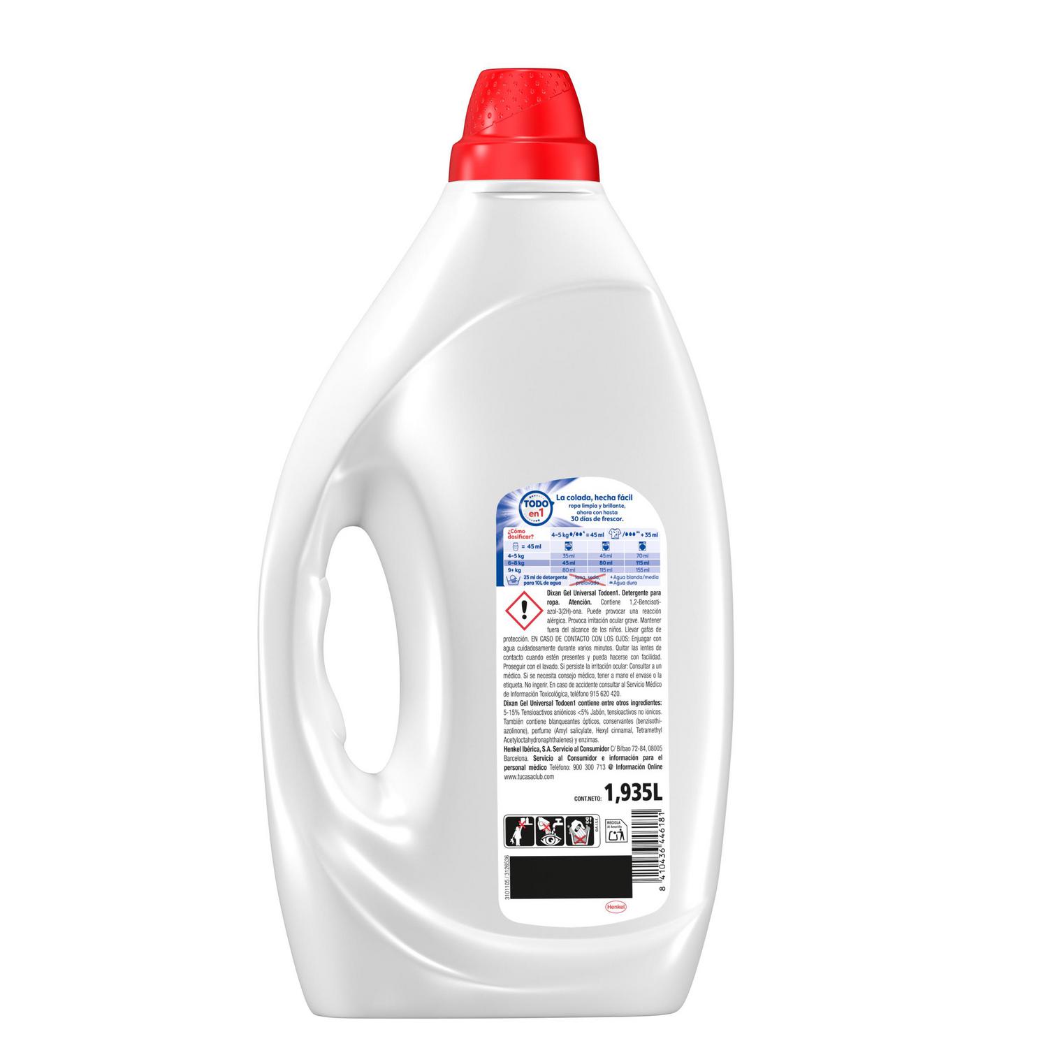 Detergente líquido Dixan 43 lavados.
