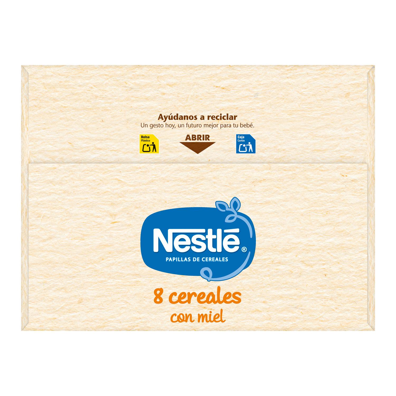 Papilla infantil desde 6 meses 8 cereales con miel Nestlé 950 g.