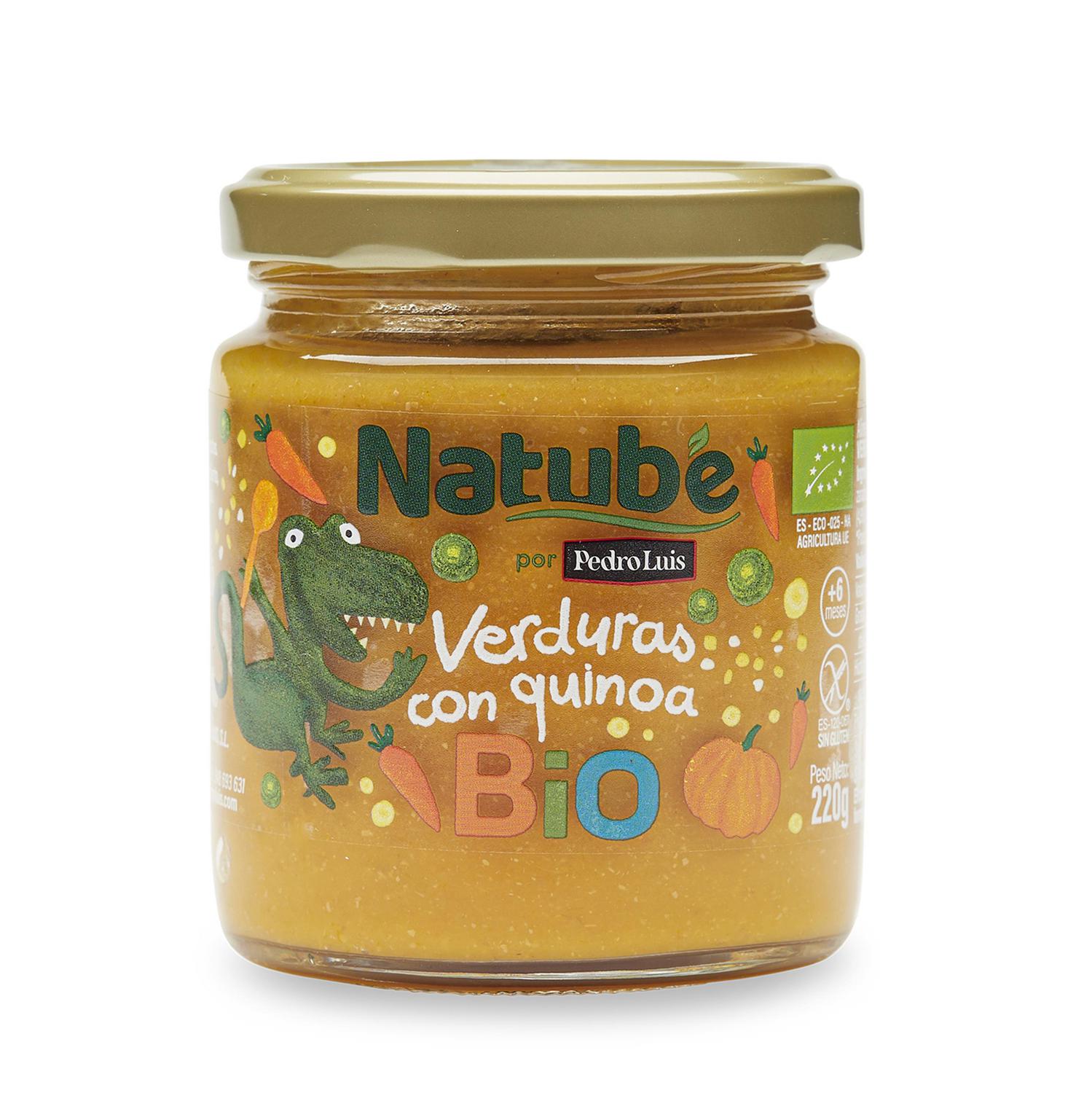 Tarrito de verduras con quinoa desde 6 meses ecológico Natube sin gluten 220 g.