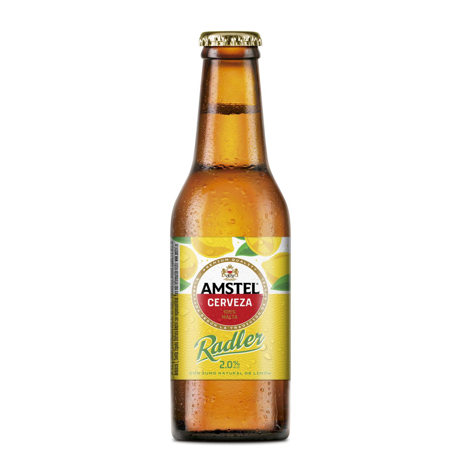 Cerveza Amstel radler con zumo natural de limón pack 6 botellas 25 cl.