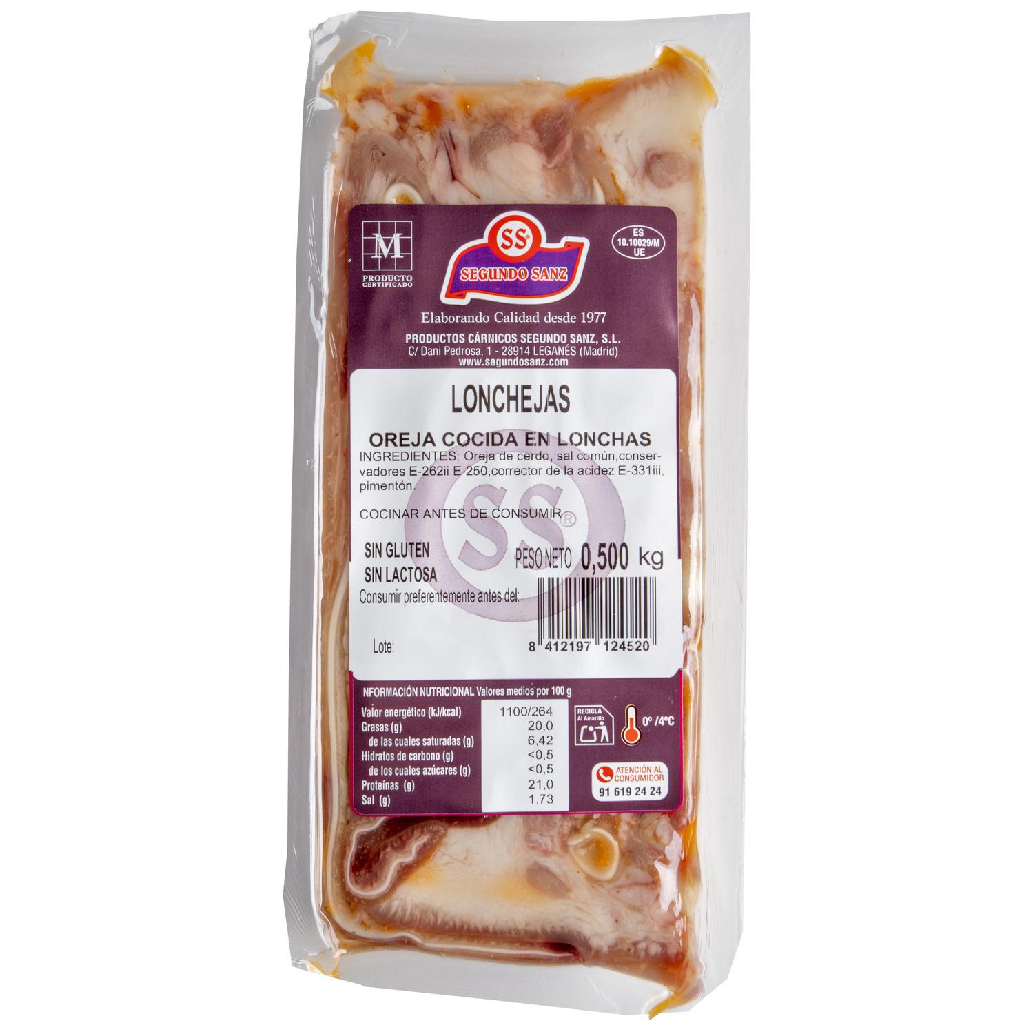 Lonchejas de oreja cocida Segundo Sanz 500 g