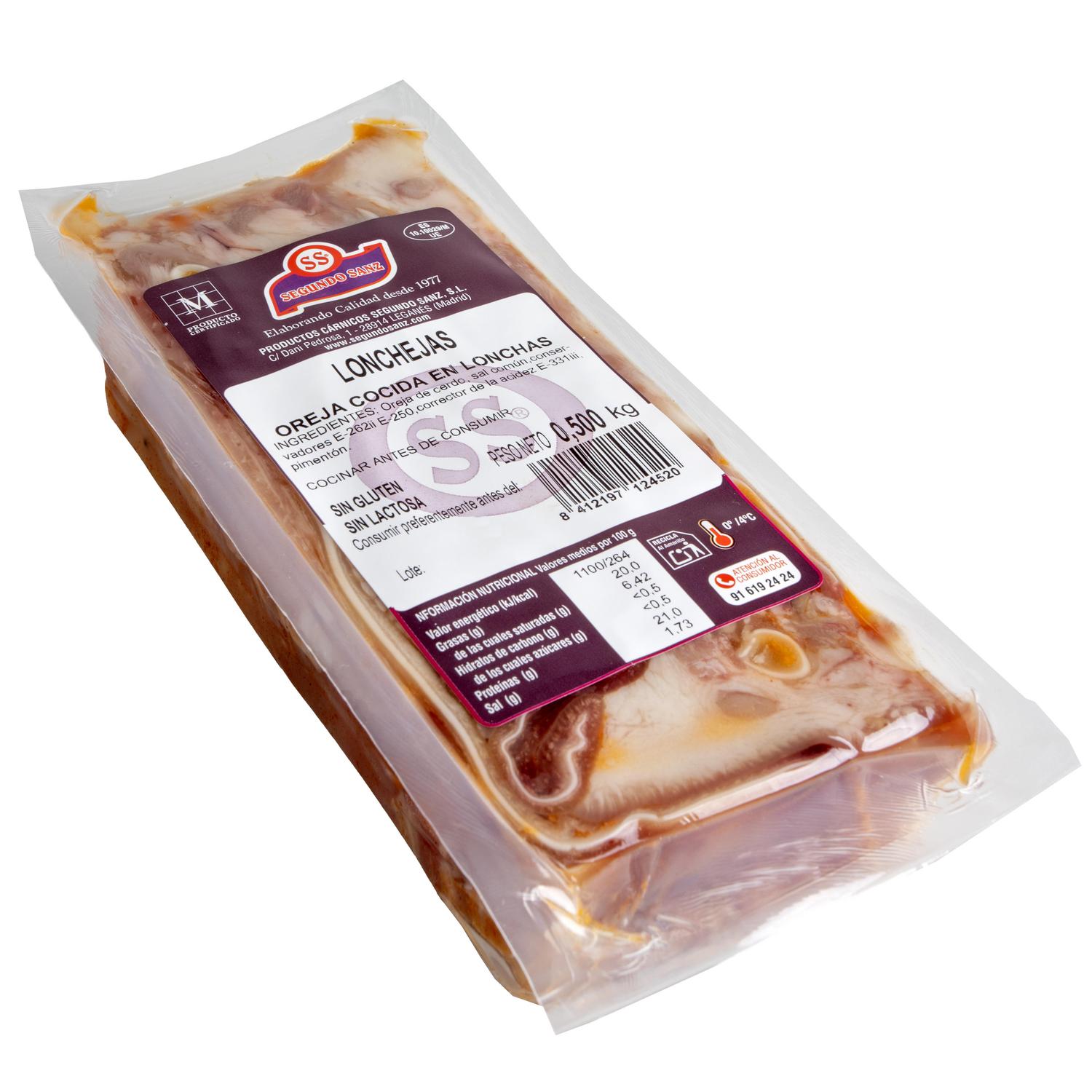 Lonchejas de oreja cocida Segundo Sanz 500 g
