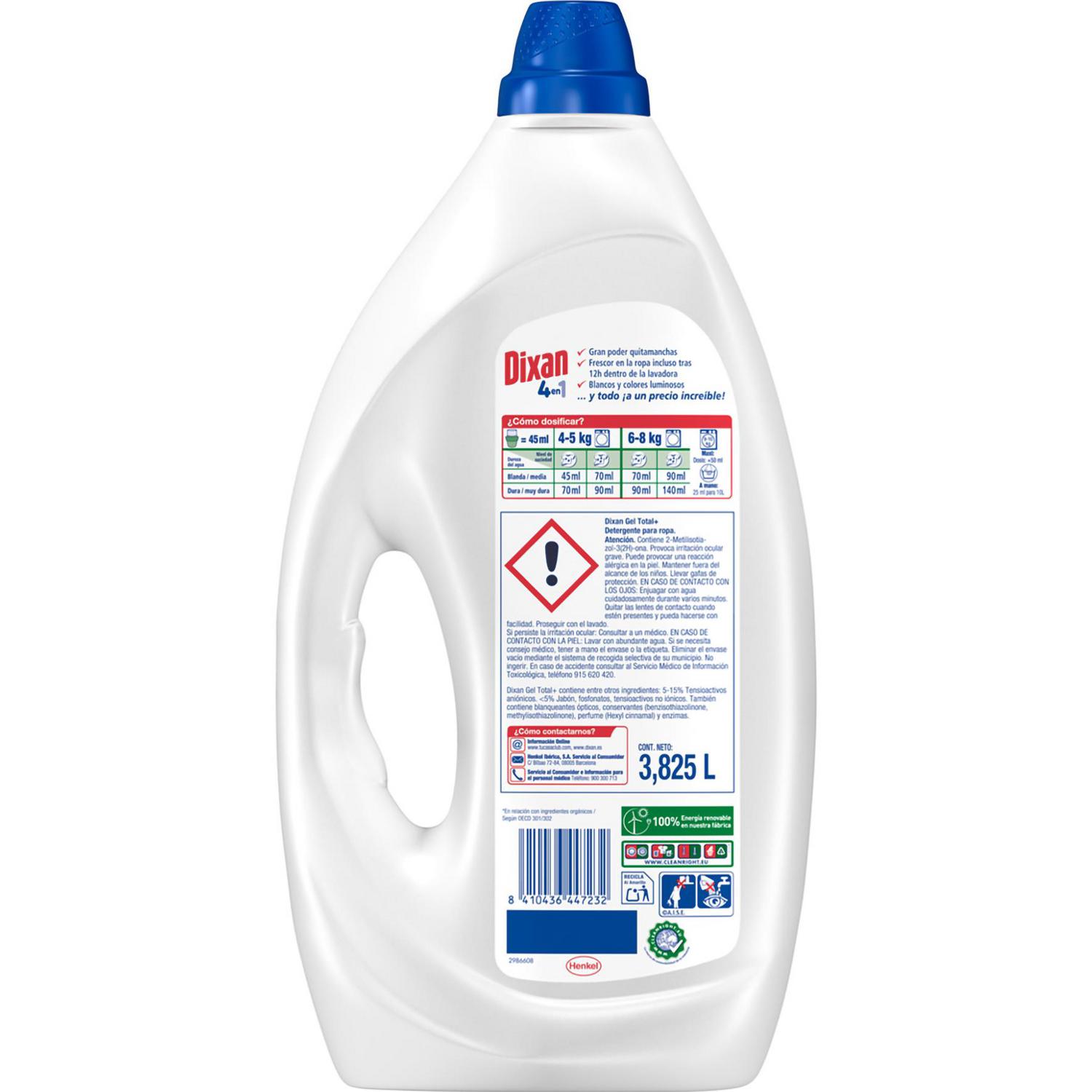 Detergente líquido universal Dixan 85 lavados.